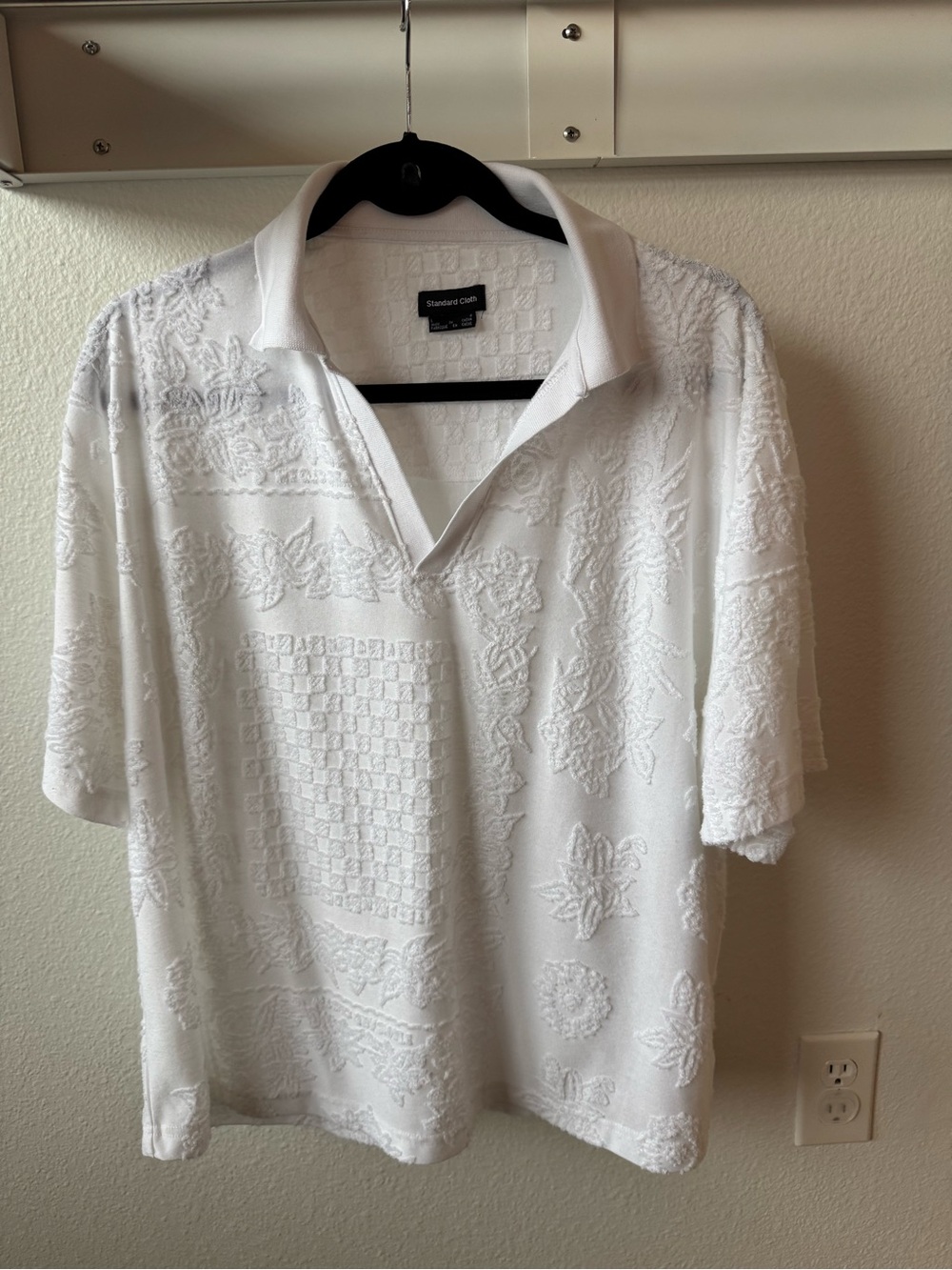 Standard Cloth (UO brand) White Textured Polo Shirt - Men's Large